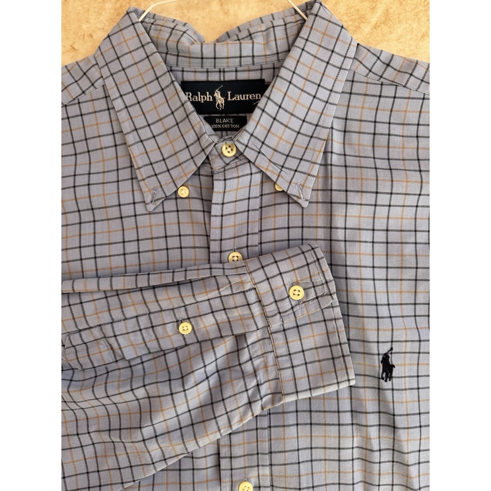 Ralph Lauren Blake Vintage‎ Cotton Plaid Long Sleeve Button Down Size XL